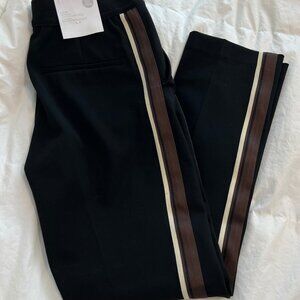 H&M Women's Side Stripe Black and Brown Trousers Slacks Pants size 6 NWT
